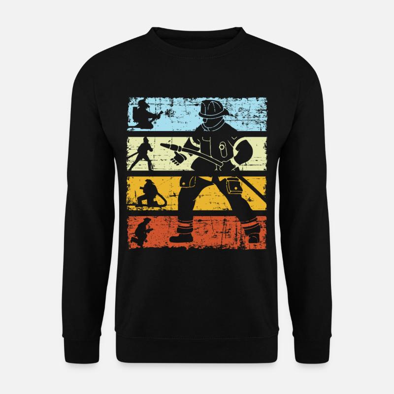 Firefighter Fireman Firewoman Retro Vintage - Unisex Pullover - Schwarz