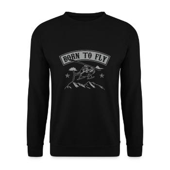 Born To Fly Helicopter Pilot Mountains Gift - Unisex Sweatshirt - black - Front - Alina (178cm) & Michal (187cm)