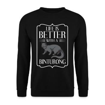 Binturong Bärenkatze Marderbär Tier Schleichkatze - Unisex Pullover - Schwarz - Vorne - Alina (178cm) & Michal (187cm)