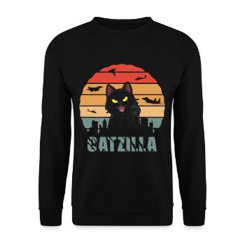 Chat Film Catzilla Chat Noir - Sweat-shirt Unisexe - noir - Devant - Alina (178cm) & Michal (187cm)