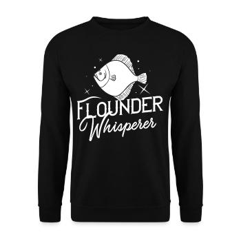 Flunder Fisch Plattfisch Angler Fischer Fischen - Unisex Pullover - Schwarz - Vorne - Alina (178cm) & Michal (187cm)