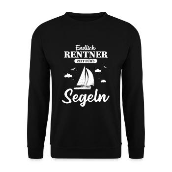 Endlich Rentner Zeit zum Segeln - Unisex Pullover - Schwarz - Vorne - Alina (178cm) & Michal (187cm)