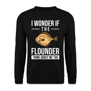 Flunder Fisch Plattfisch Angler Fischer Fischen - Unisex Pullover - Schwarz - Vorne - Alina (178cm) & Michal (187cm)