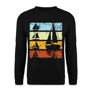 Vintage Sailboat Sailor Skipper Captain Sailing - Unisex Sweatshirt - black - Front - Alina (178cm) & Michal (187cm)
