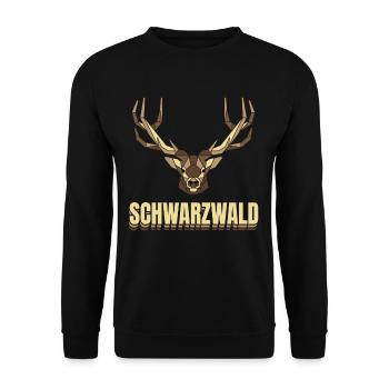 Schwarzwald Hirsch Geweih Low Polygon Schwaben - Unisex Pullover - Schwarz - Vorne - Alina (178cm) & Michal (187cm)