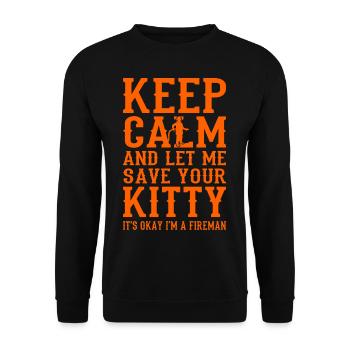 Keep Calm Fire Brigade Funny Firefighter Fire Brigade - Unisex Sweatshirt - black - Front - Alina (178cm) & Michal (187cm)