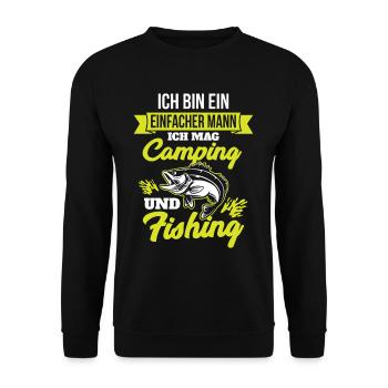 Simple man I like camping and fishing fishing - Unisex Sweatshirt - black - Front - Alina (178cm) & Michal (187cm)