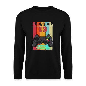 Official Adolescente jour de naissance Niveau 13 unlocked - Sweat-shirt Unisexe - noir - Devant - Alina (178cm) & Michal (187cm)