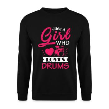 Drummer Girl Juste A Girl Who Loves Drums Cadeau - Sweat-shirt Unisexe - noir - Devant - Alina (178cm) & Michal (187cm)