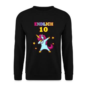 Einhorn 10 Jahre Geburtstag Einhorn Geburtstag - Unisex Pullover - Schwarz - Vorne - Alina (178cm) & Michal (187cm)