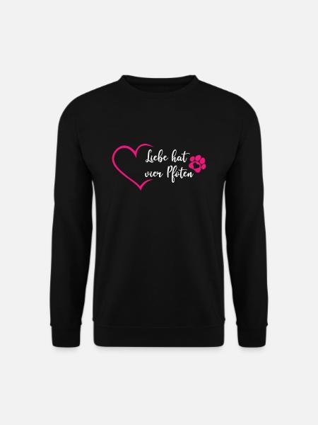 Liebe hat vier Pfoten Hunde Herz Pfote Hund Gassi - Unisex Pullover - Schwarz