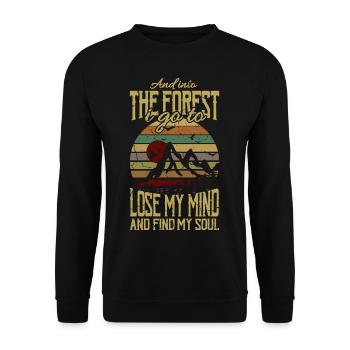 AND INTO THE FOREST I GO Hiking Outdoor Wandern - Unisex Pullover - Schwarz - Vorne - Alina (178cm) & Michal (187cm)