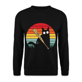 Baseball Cat Vintage Crazy Cat Softball Lanceur - Sweat-shirt Unisexe - noir - Devant - Alina (178cm) & Michal (187cm)