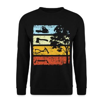 Bûcheron vintage tronçonneuse forestier - Sweat-shirt Unisexe - noir - Devant - Alina (178cm) & Michal (187cm)