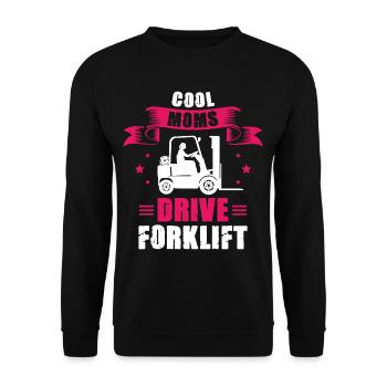 Cool Moms drive Forklift Ladies forklift operator - Unisex Pullover - Schwarz - Vorne - Alina (178cm) & Michal (187cm)