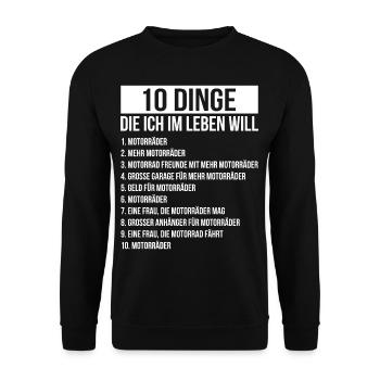 Dinge die ich im Leben Will Motorräder Bikes - Unisex Pullover - Schwarz - Vorne - Alina (178cm) & Michal (187cm)