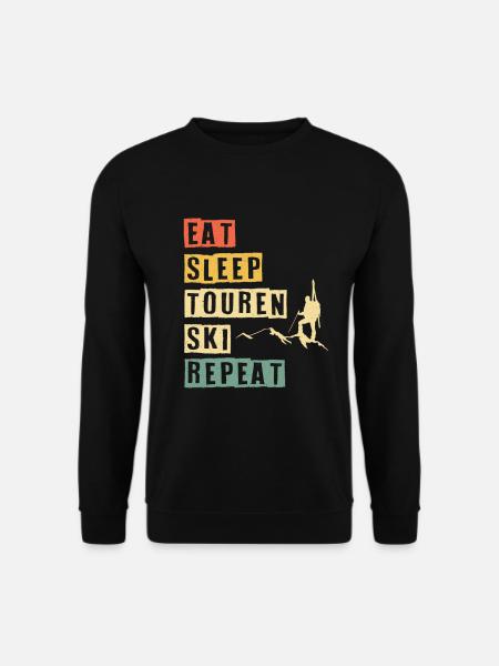 Eat Sleep Tours Ski Repeat Ski Tour Ski Retro - Sweat-shirt Unisexe - noir