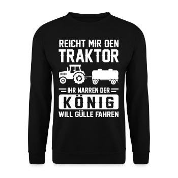Reicht mir den Traktor Gülle Fahren - Unisex Pullover - Schwarz - Vorne - Alina (178cm) & Michal (187cm)