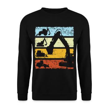 Vintage Excavator Construction Machinery - Unisex Sweatshirt - black - Front - Alina (178cm) & Michal (187cm)