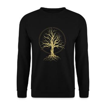Baum des Lebens Magisches Okkultes Esoterik Design - Unisex Pullover - Schwarz - Vorne - Alina (178cm) & Michal (187cm)