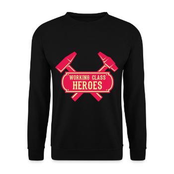 WORKING CLASS HEROES KFZ Mechaniker Werkstatt Team - Unisex Pullover - Schwarz - Vorne - Alina (178cm) & Michal (187cm)
