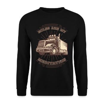 MILES ARE MY MEDITATION Trucker Truckdriver Truck - Unisex Sweatshirt - black - Front - Alina (178cm) & Michal (187cm)