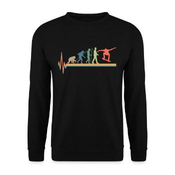 Vintage Herzschlag Skater Skateboarder Evolution - Unisex Pullover - Schwarz - Vorne - Alina (178cm) & Michal (187cm)
