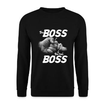 The Boss The Real Boss Dad's Son Father's Day - Unisex Sweatshirt - black - Front - Alina (178cm) & Michal (187cm)