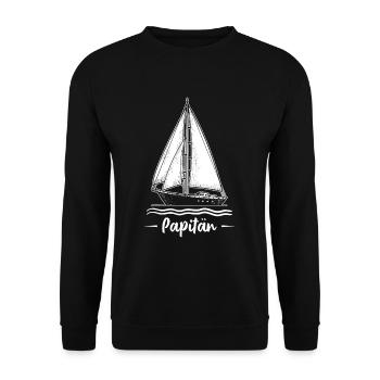 Papitän Papa und Kapitän Retro Segelboot Vatertag - Unisex Pullover - Schwarz - Vorne - Alina (178cm) & Michal (187cm)