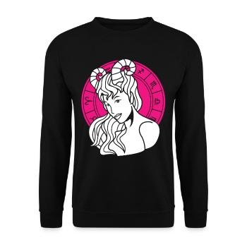 Sternzeichen Widder - Unisex Pullover - Schwarz - Vorne - Alina (178cm) & Michal (187cm)