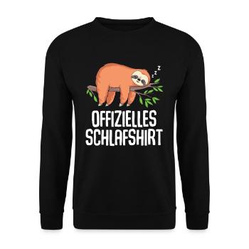 Offizielles Schlafshirt Schlafanzug Faultier - Unisex Pullover - Schwarz - Vorne - Alina (178cm) & Michal (187cm)