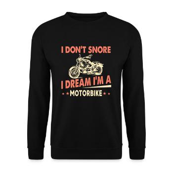 I don't snore I dream I'm a Motorbike - Unisex Sweatshirt - black - Front - Alina (178cm) & Michal (187cm)