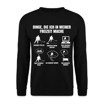 Dinge Die Ich In Meiner Freizeit Mache Eishockey - Unisex Pullover - Schwarz - Vorne - Alina (178cm) & Michal (187cm)