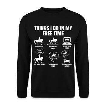 Dinge Die Ich In Meiner Freizeit Mache Pferde - Unisex Pullover - Schwarz - Vorne - Alina (178cm) & Michal (187cm)