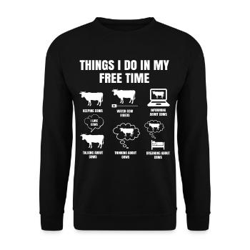 Les choses Dans Mon Temps Libre Vache Vaches Laitières - Sweat-shirt Unisexe - noir - Devant - Alina (178cm) & Michal (187cm)