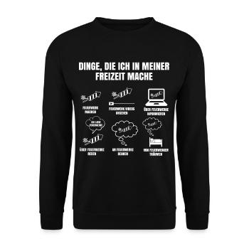 Dinge Die Ich In Meiner Freizeit Mache Feuerwerk - Unisex Pullover - Schwarz - Vorne - Alina (178cm) & Michal (187cm)