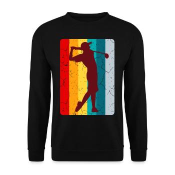 GOLF RETRO Golfer Outfit Golferinnen Golf Spieler - Unisex Pullover - Schwarz - Vorne - Alina (178cm) & Michal (187cm)