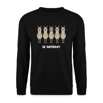 Be Different Lama Alpaka Atemschutz Querdenker - Unisex Pullover - Schwarz - Vorne - Alina (178cm) & Michal (187cm)