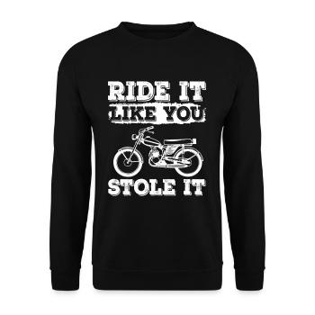 Ride It Like You Stole It Mobylette Mobylette - Sweat-shirt Unisexe - noir - Devant - Alina (178cm) & Michal (187cm)