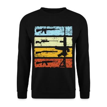Pistolet de mitrailleuse rétro canon sportif - Sweat-shirt Unisexe - noir - Devant - Alina (178cm) & Michal (187cm)