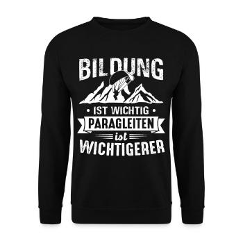 Bildung ist wichtig Paragleiten ist wichtigerer - Unisex Pullover - Schwarz - Vorne - Alina (178cm) & Michal (187cm)