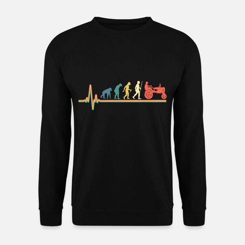 Herzschlag Traktor Retro Evolution Oldtimer - Unisex Pullover - Schwarz