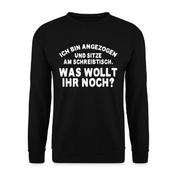 Ich Bin Angezogen Homeoffice Homeschooling Spruch - Unisex Pullover - Schwarz - Vorne - Alina (178cm) & Michal (187cm)