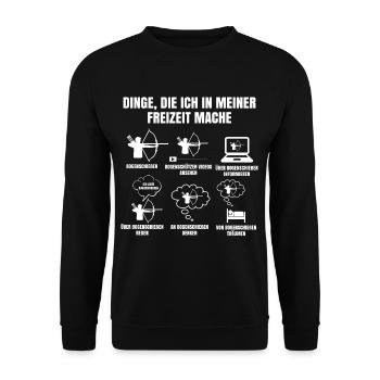 Dinge Die Ich In Der Freizeit Mache Bogenschießen - Unisex Pullover - Schwarz - Vorne - Alina (178cm) & Michal (187cm)
