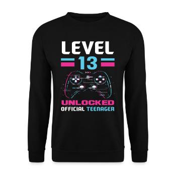 13. Geburtstag Jungen Teenager Gamer - Unisex Pullover - Schwarz - Vorne - Alina (178cm) & Michal (187cm)
