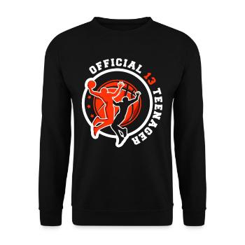 13. Geburtstag Jungen Teenager Basketball - Unisex Pullover - Schwarz - Vorne - Alina (178cm) & Michal (187cm)