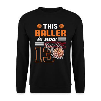 13. Geburtstag Jungen Teenager Basketballer - Unisex Pullover - Schwarz - Vorne - Alina (178cm) & Michal (187cm)