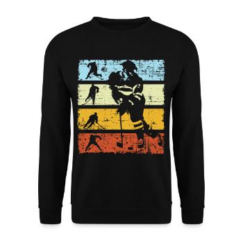 Ice Hockey Player Rétro Rétro Rétro Gift - Sweat-shirt Unisexe - noir - Devant - Alina (178cm) & Michal (187cm)