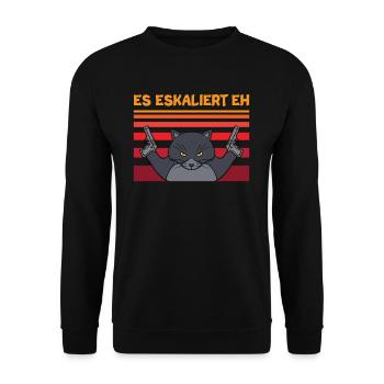 Es Eskaliert Eh Katze Vintage lustiges Katzen - Unisex Pullover - Schwarz - Vorne - Alina (178cm) & Michal (187cm)