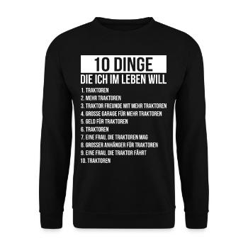 Dinge die ich im Leben Will Traktor Mehr Traktoren - Unisex Pullover - Schwarz - Vorne - Alina (178cm) & Michal (187cm)